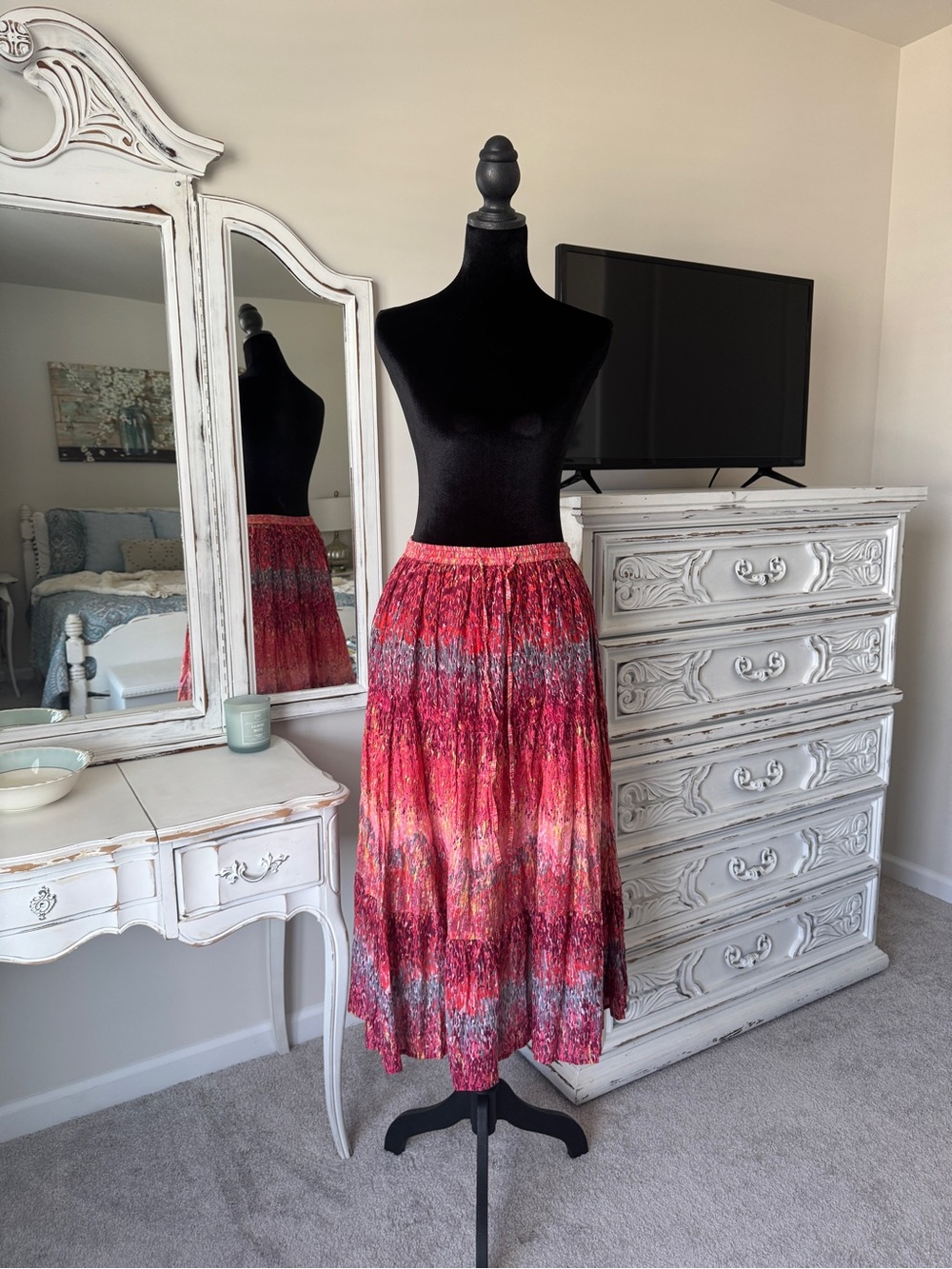 Jane Ashley Pink Multi-Tone Pleated Maxi Skirt